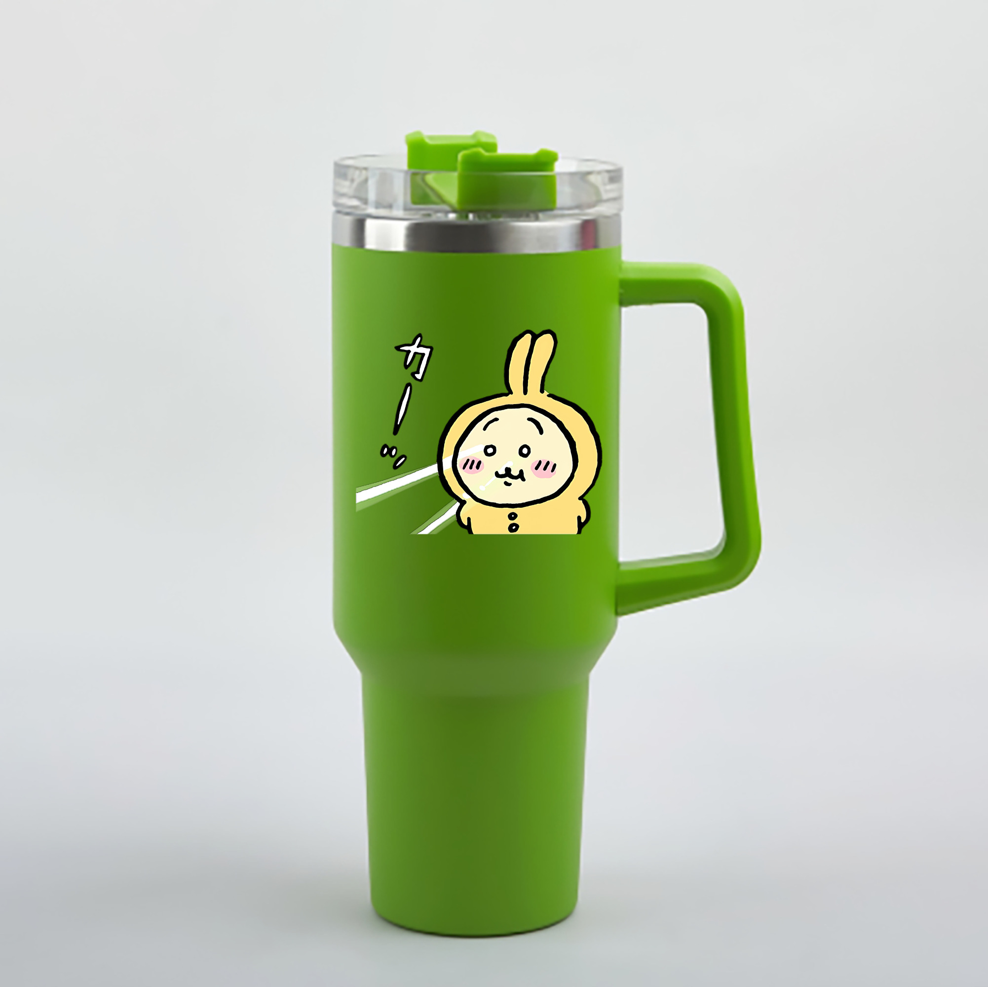 （画像用） ちいかわ うさぎ Chii-kawa usagi 1200mL車用タンブラー - クリスタルステッカー（プラスチックストロー付き）